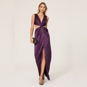 One33 Social Royal Purple Cut Out Satin Gown Dress